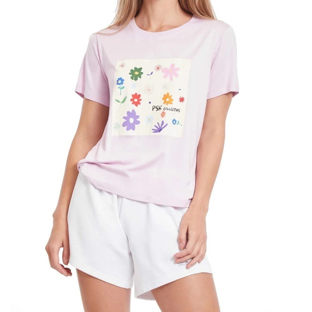 PSK Collective Floral Graphic Tee Blush Size 3X NWT